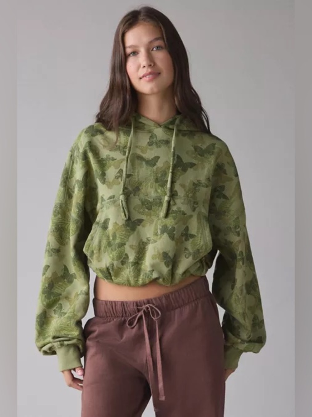 NWT Urban Outfitters Renewal Remade Ink Stamped Hoodie Sweatshirt ~Green~